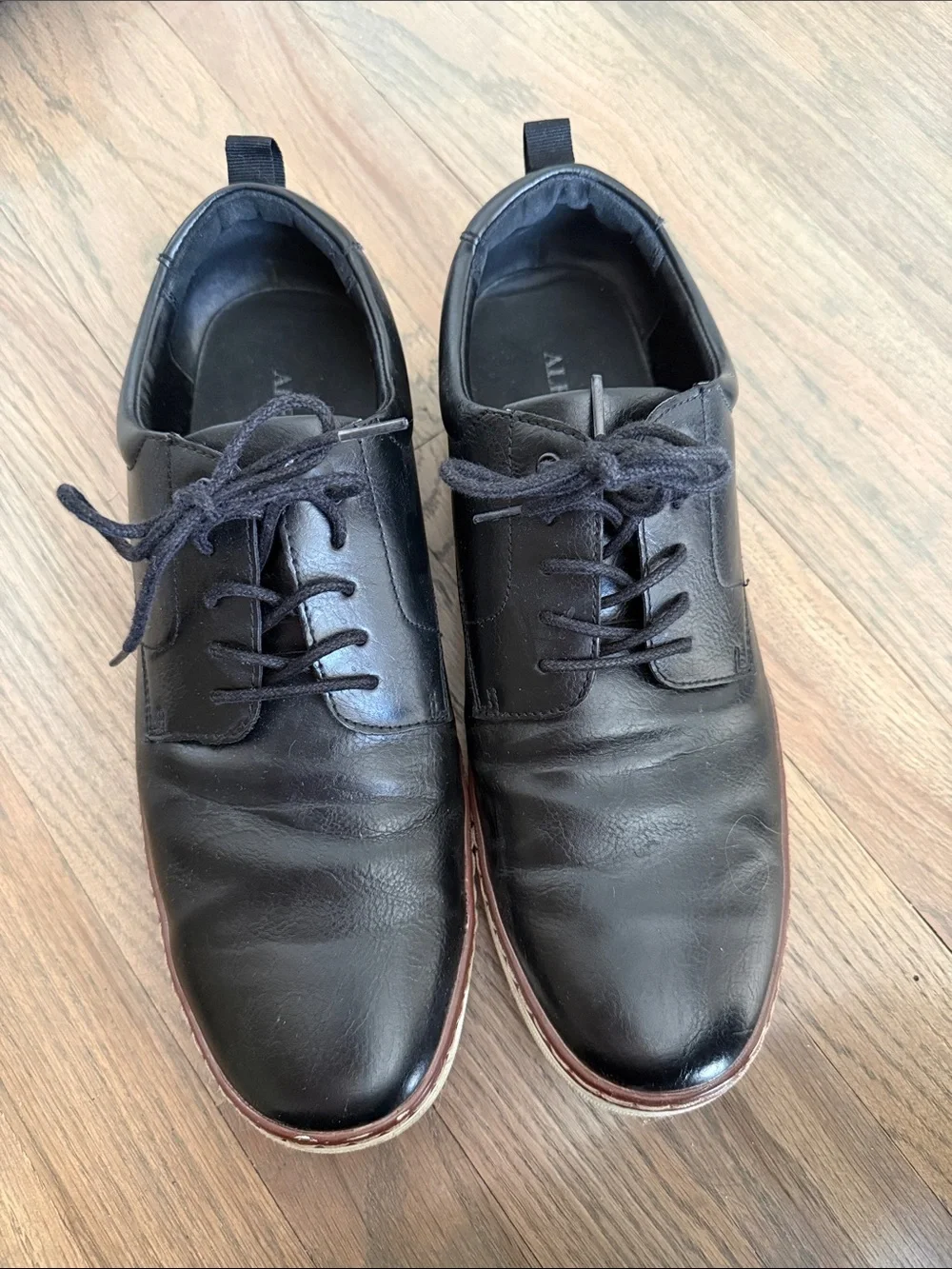 Alfani Black Leather Derby Shoes with Contrast Trim